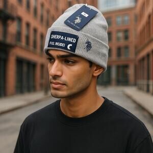 U.S. Polo‎ Assn. Men's Sherpa Lined Beanie Men's / Unisex / Adults Hat One Size
